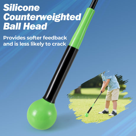 Ayuda de entrenamiento de swing de golf de 31.5 pulgadas con cabeza ponderada para el agarre, el ritmo y el equilibrio