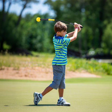 Ayuda de entrenamiento de swing de golf de 31.5 pulgadas con cabeza ponderada para el agarre, el ritmo y el equilibrio