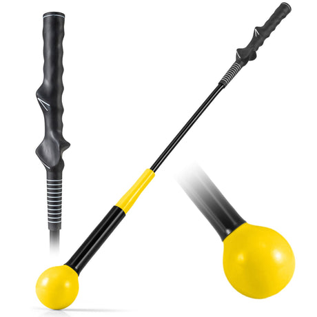 Ayuda de entrenamiento de swing de golf de 31.5 pulgadas con cabeza ponderada para el agarre, el ritmo y el equilibrio