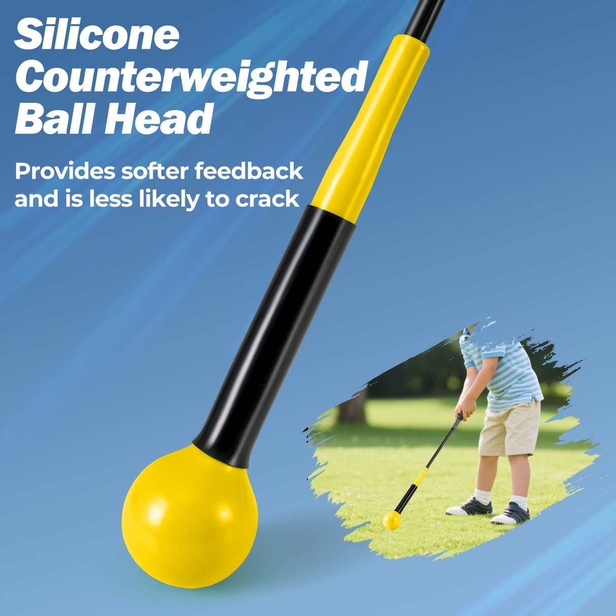Ayuda de entrenamiento de swing de golf de 31.5 pulgadas con cabeza ponderada para el agarre, el ritmo y el equilibrio