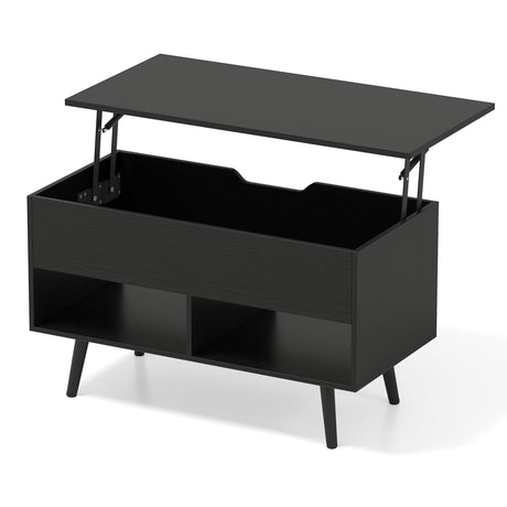 Mesa de centro elevable de 31.5 pulgadas con almacenamiento oculto y 2 estantes abiertos