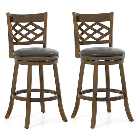 Juego de 2 taburetes de bar de 26 pulgadas de altura para mostrador con estructura de madera de caucho