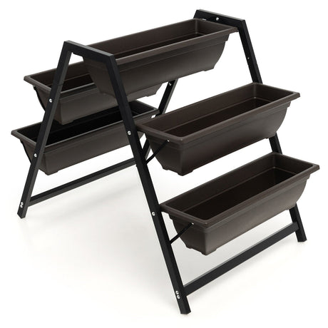 Cama de cultivo vertical de 3 niveles con 5 jardineras