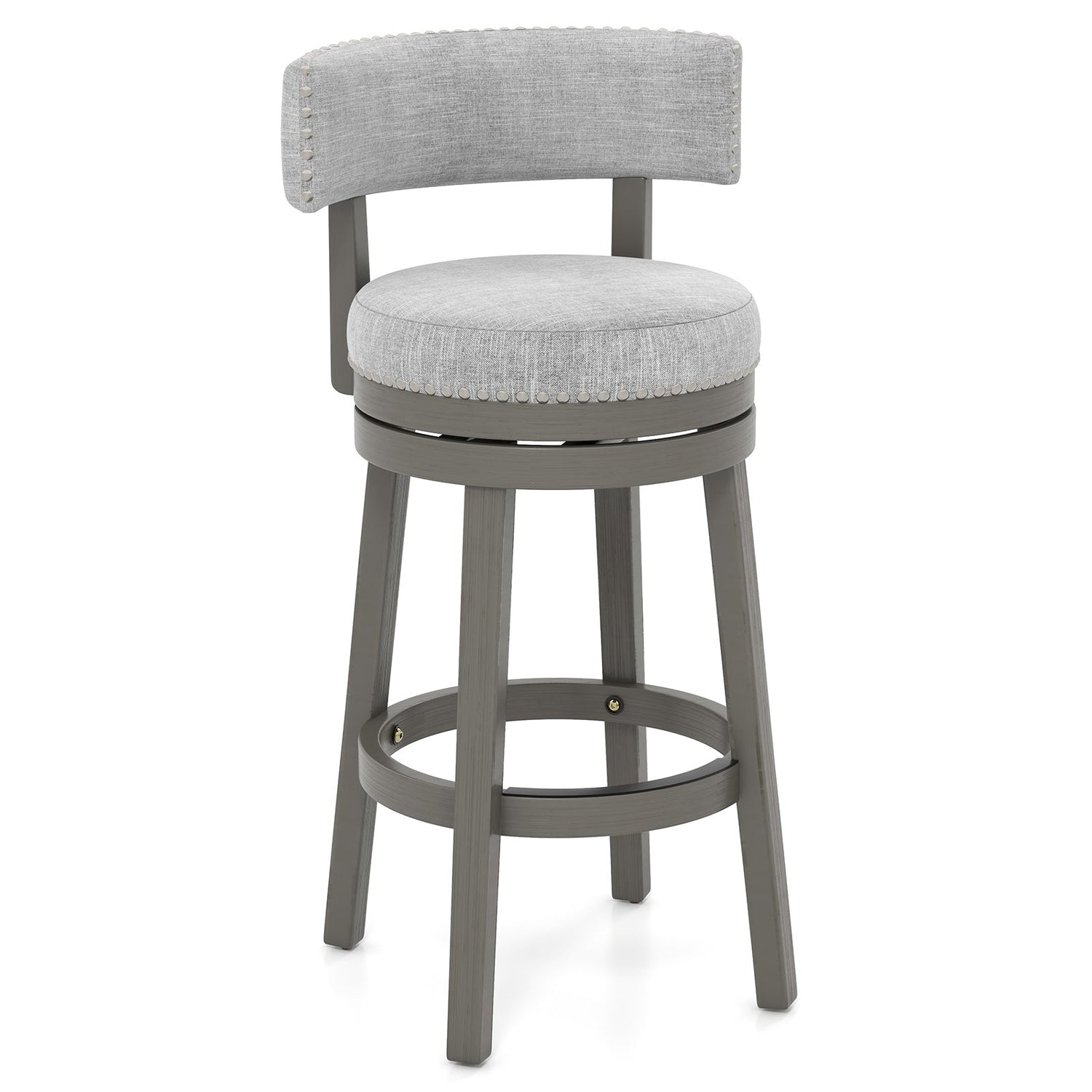 Taburete de bar giratorio de 27/31 pulgadas con asiento trasero tapizado y reposapiés