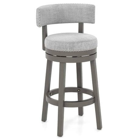 Taburete de bar giratorio de 27/31 pulgadas con asiento trasero tapizado y reposapiés