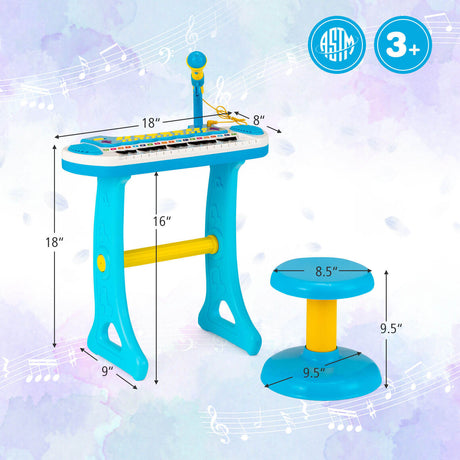 Teclado de piano de juguete de 31 teclas con micrófono y múltiples sonidos para niños de 3 años en adelante