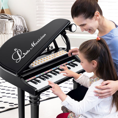 Teclado de piano para niños de 31 teclas con taburete y tapa de piano