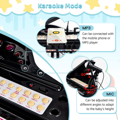 Teclado de piano para niños de 31 teclas con taburete y tapa de piano