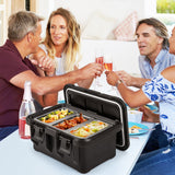 Envase de 31 QT para alimentos aislado con 3 recipientes transparentes de un tercio con tapas - Negro