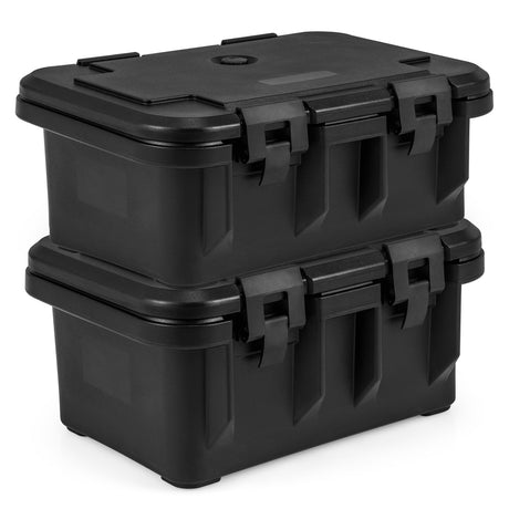Envase de 31 QT para alimentos aislado con 3 recipientes transparentes de un tercio con tapas - Negro