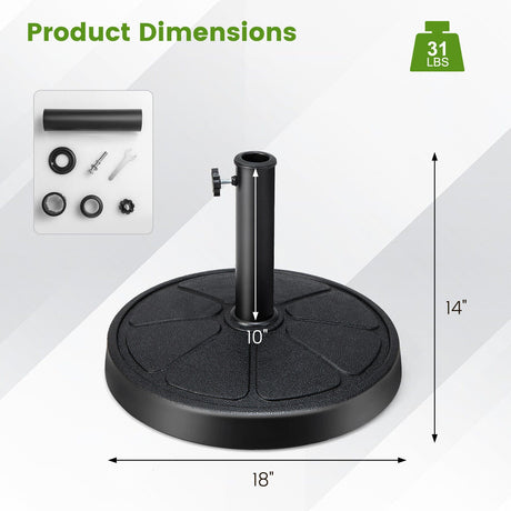 Base de sombrilla redonda para exterior de 18 pulgadas y 31 libras