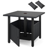 Mesa Auxiliar Exterior con Agujero para Sombrilla de 1.89" Soporte de Base para Sombrilla de Patio - Negro