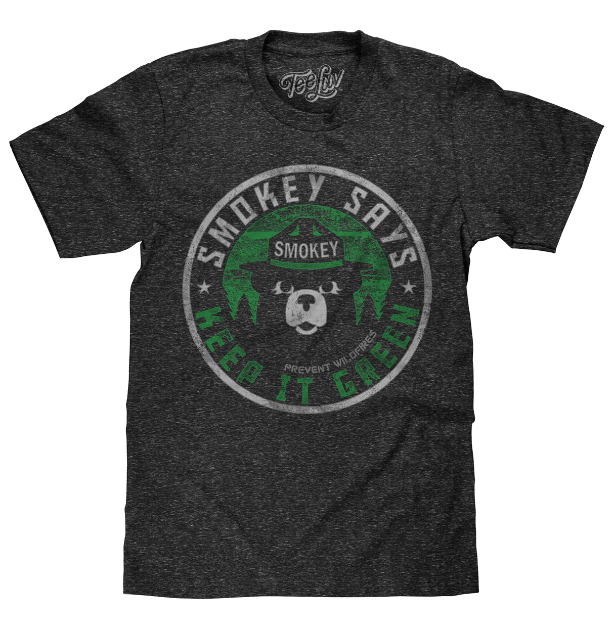 Smokey Says "Keep it Green, Prevent Wildfires" T-Shirt - Gray