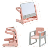 Set de mesa y silla para niños 2 en 1 con caballete y tablero de pintura artística ajustable