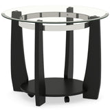 32" 2-Tier Glass Round Coffee Table with Storage Shelf