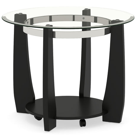 Mesa de centro redonda de cristal de 32" con 2 niveles y estante de almacenamiento