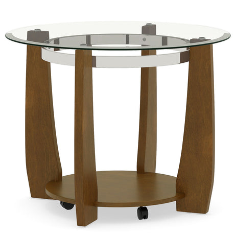 Mesa de centro redonda de cristal de 32" con 2 niveles y estante de almacenamiento