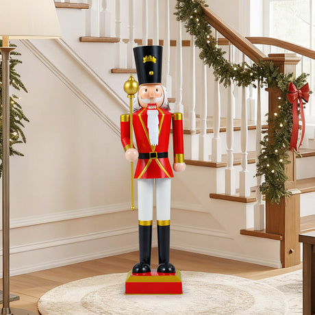 Cascanueces navideño de 32.5 pulgadas con sombrero de copa y hermoso cetro