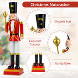 Cascanueces navideño de 32.5 pulgadas con sombrero de copa y hermoso cetro