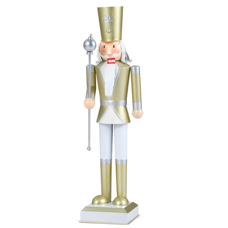 Cascanueces navideño de 32.5 pulgadas con sombrero de copa y hermoso cetro
