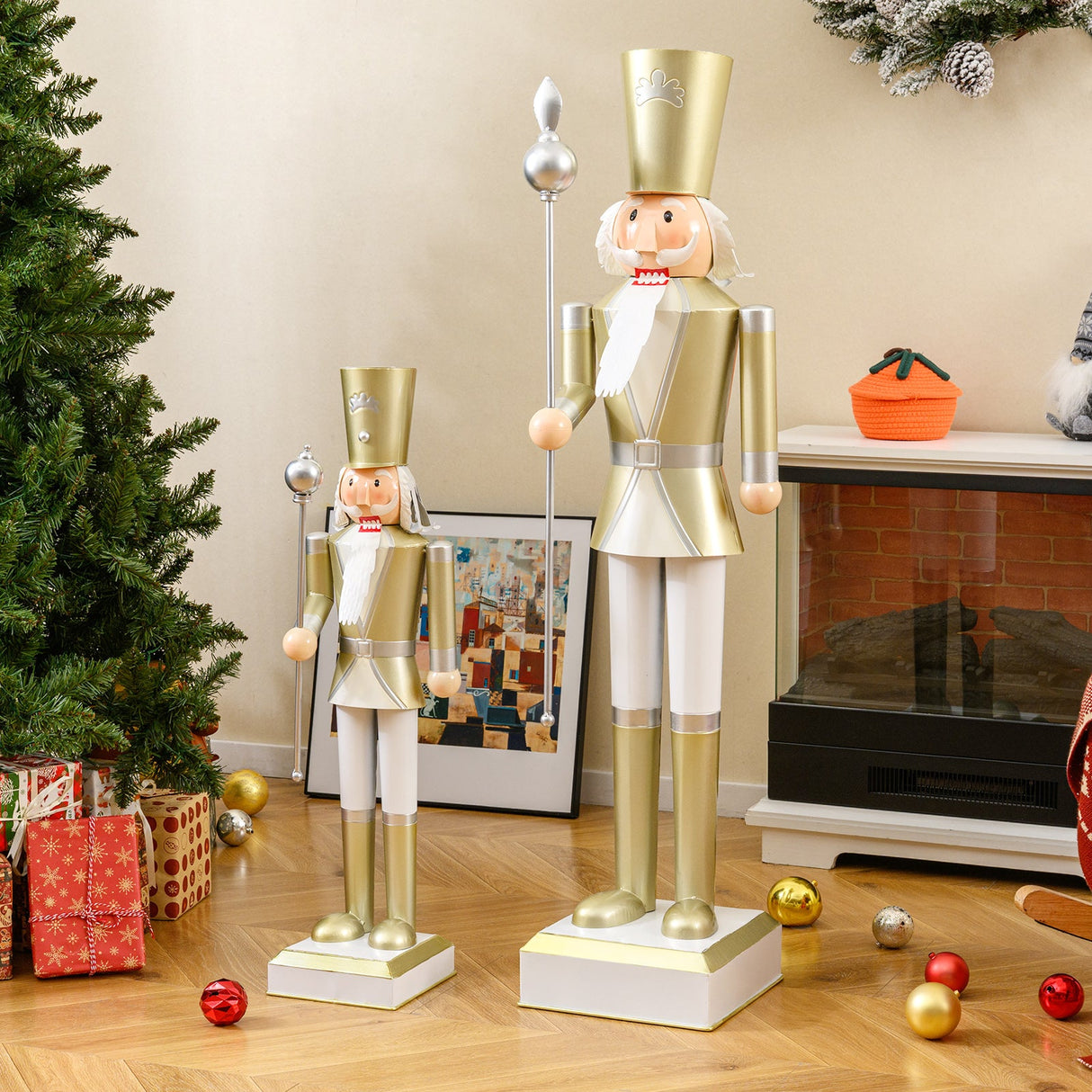 Cascanueces navideño de 32.5 pulgadas con sombrero de copa y hermoso cetro