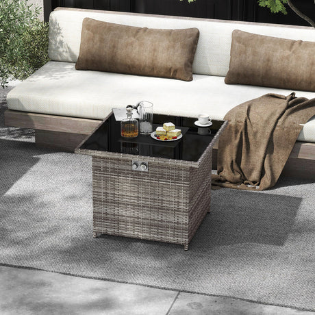 Mesa de fogata de propano de 32.5 pulgadas y 50,000 BTU con tablero de vidrio templado