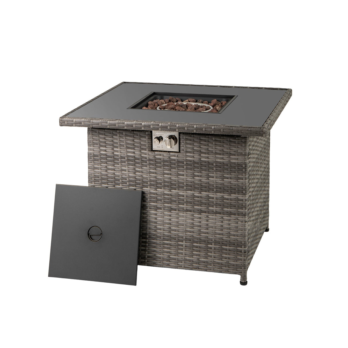 32.5 Inch Propane Fire Pit Table 5000 BTU with Tempered Glass Tabletop