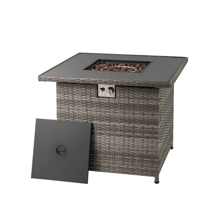 Mesa de fogata de propano de 32.5 pulgadas y 50,000 BTU con tablero de vidrio templado