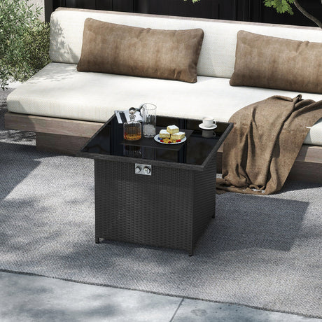 Mesa de fogata de propano de 32.5 pulgadas y 50,000 BTU con tablero de vidrio templado