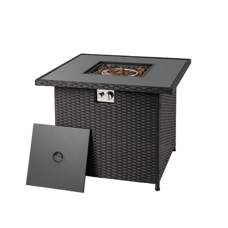Mesa de fogata de propano de 32.5 pulgadas y 50,000 BTU con tablero de vidrio templado