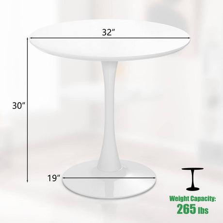 Mesa de comedor redonda Tulip moderna de 32 pulgadas con tapa de MDF - Blanca