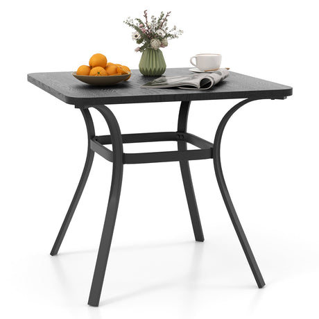 Mesa de comedor de patio de 32 pulgadas, mesa cuadrada de metal para comedor con 4 patas curvas - Gris