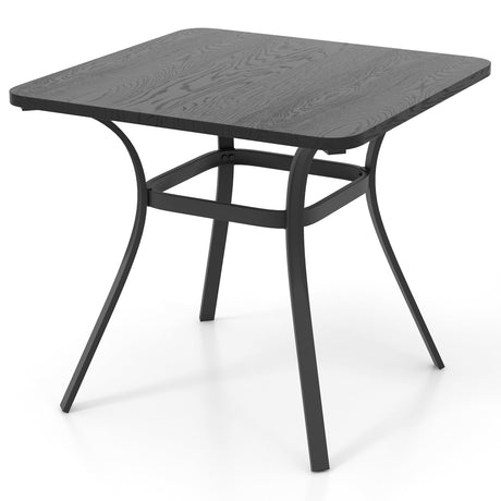 Mesa de comedor de patio de 32 pulgadas, mesa cuadrada de metal para comedor con 4 patas curvas - Gris