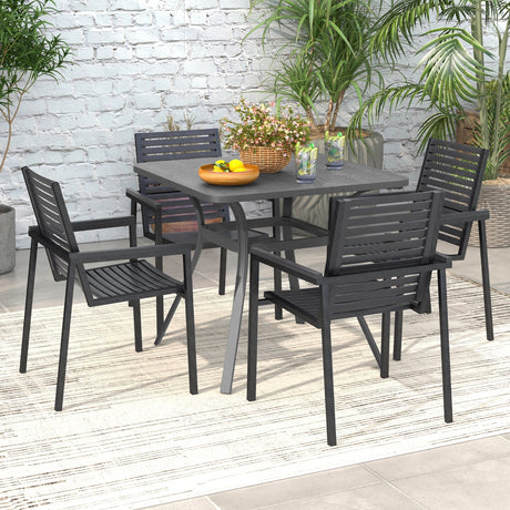 Mesa de comedor de patio de 32 pulgadas, mesa cuadrada de metal para comedor con 4 patas curvas - Gris
