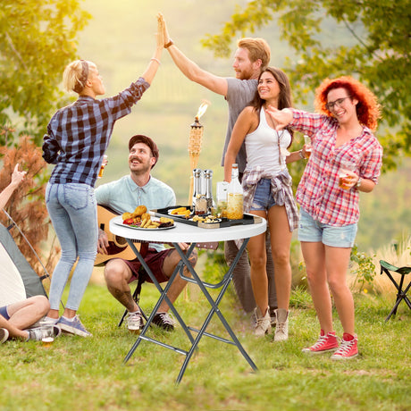 Mesa Plegable Redonda de 32 Pulgadas con Tablero Grueso para Picnic