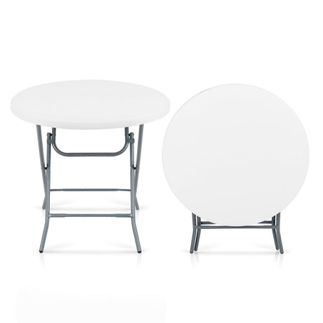 Mesa Plegable Redonda de 32 Pulgadas con Tablero Grueso para Picnic