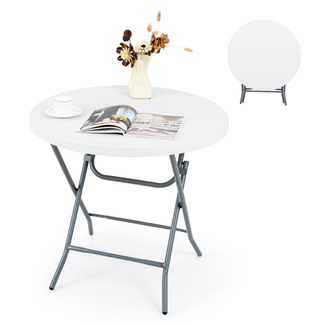 Mesa Plegable Redonda de 32 Pulgadas con Tablero Grueso para Picnic
