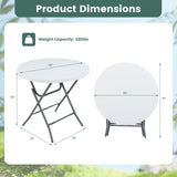 Mesa Plegable Redonda de 32 Pulgadas con Tablero Grueso para Picnic