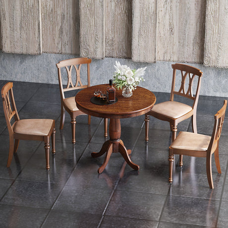 Mesa auxiliar redonda de pedestal de madera de 32 pulgadas
