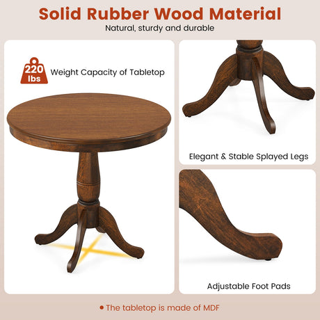 Mesa auxiliar redonda de pedestal de madera de 32 pulgadas