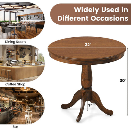 Mesa auxiliar redonda de pedestal de madera de 32 pulgadas