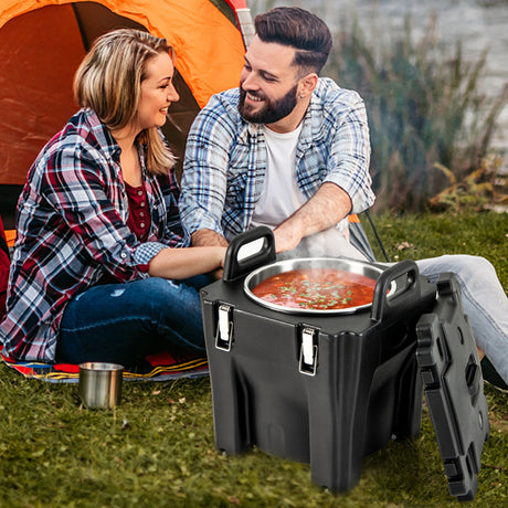 32 QT Transportador de Alimentos Aislado Portátil con Barril de Acero Inoxidable para Catering y Camping - Negro