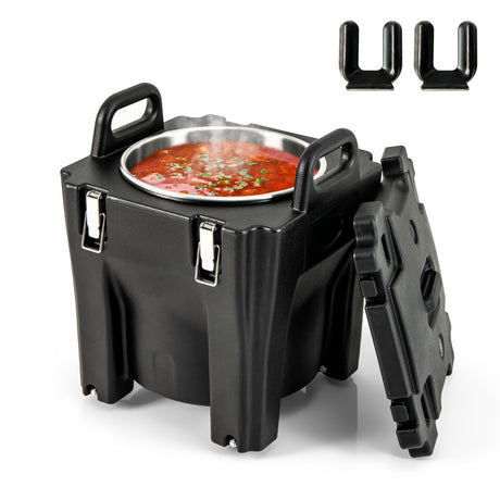 32 QT Transportador de Alimentos Aislado Portátil con Barril de Acero Inoxidable para Catering y Camping - Negro