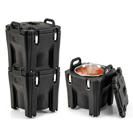 32 QT Transportador de Alimentos Aislado Portátil con Barril de Acero Inoxidable para Catering y Camping - Negro