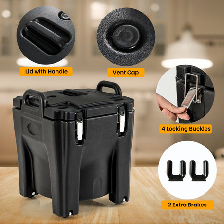 32 QT Transportador de Alimentos Aislado Portátil con Barril de Acero Inoxidable para Catering y Camping - Negro