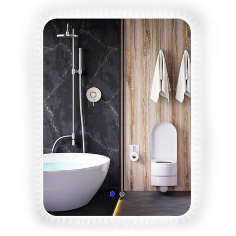 Espejo de pared inastillable de 32 x 24 pulgadas con luces de 3 colores y función antivaho