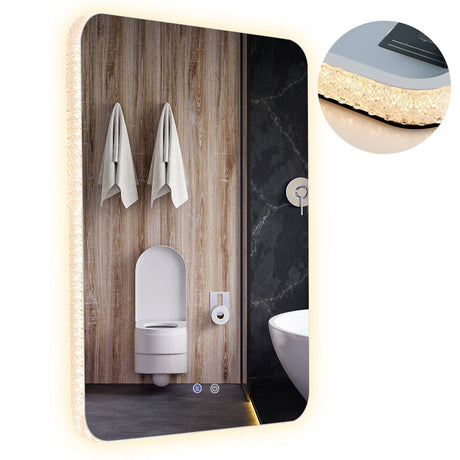 Espejo de pared inastillable de 32 x 24 pulgadas con luces de 3 colores y función antivaho