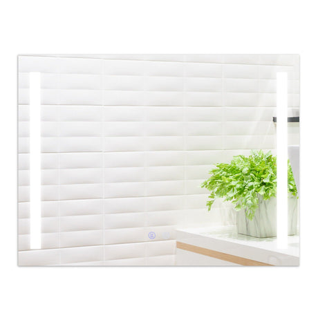 Espejo de pared cuadrado de 32 x 24 pulgadas con luces de 3 colores y función antivaho