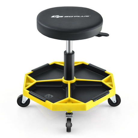 Taburete de mecánico neumático con ruedas, con capacidad de 150 kg y asiento acolchado