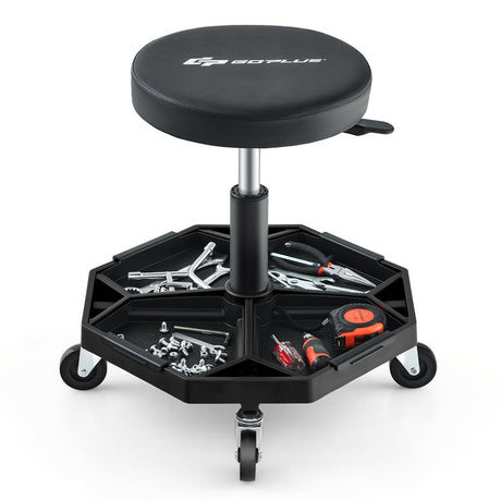 Taburete de mecánico neumático con ruedas, con capacidad de 150 kg y asiento acolchado